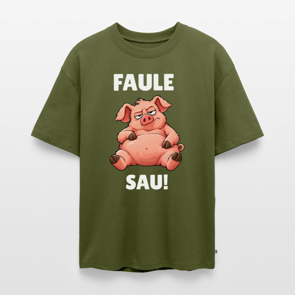 Faule Sau Unisex Premium Oversized Organic T-Shirt - Khaki