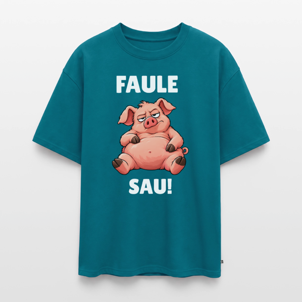 Faule Sau Unisex Premium Oversized Organic T-Shirt - Petrol