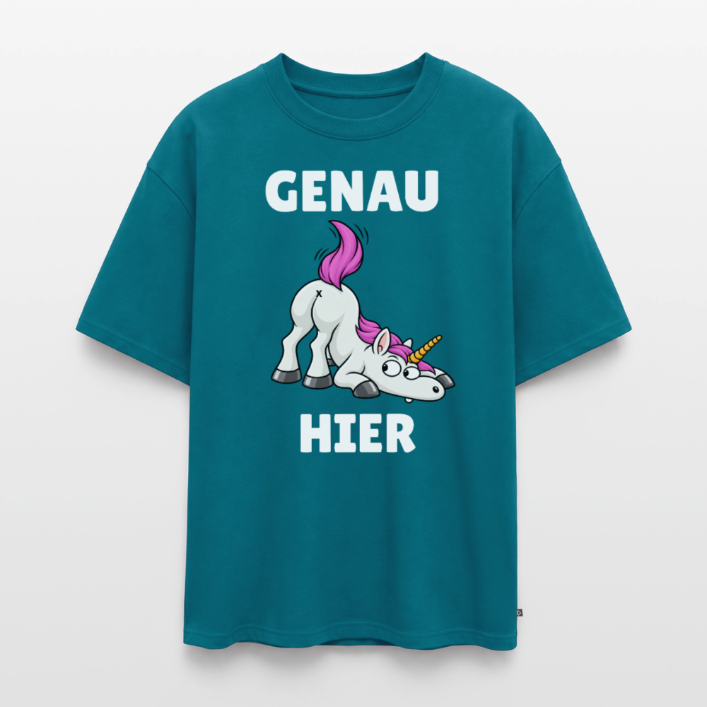 Genau hier Unisex Premium Oversized Organic T-Shirt - Petrol