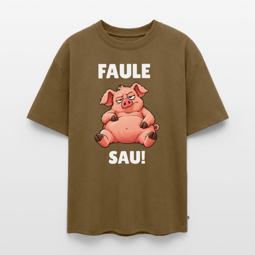 Faule Sau Unisex Premium Oversized Organic T-Shirt - Nussbraun