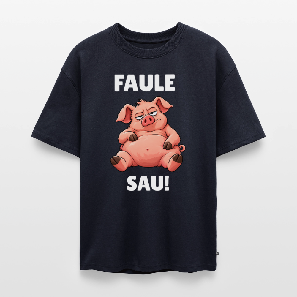 Faule Sau Unisex Premium Oversized Organic T-Shirt - Navy