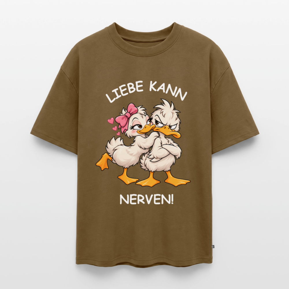 Liebe kann Unisex Premium Oversized Organic T-Shirt - Nussbraun
