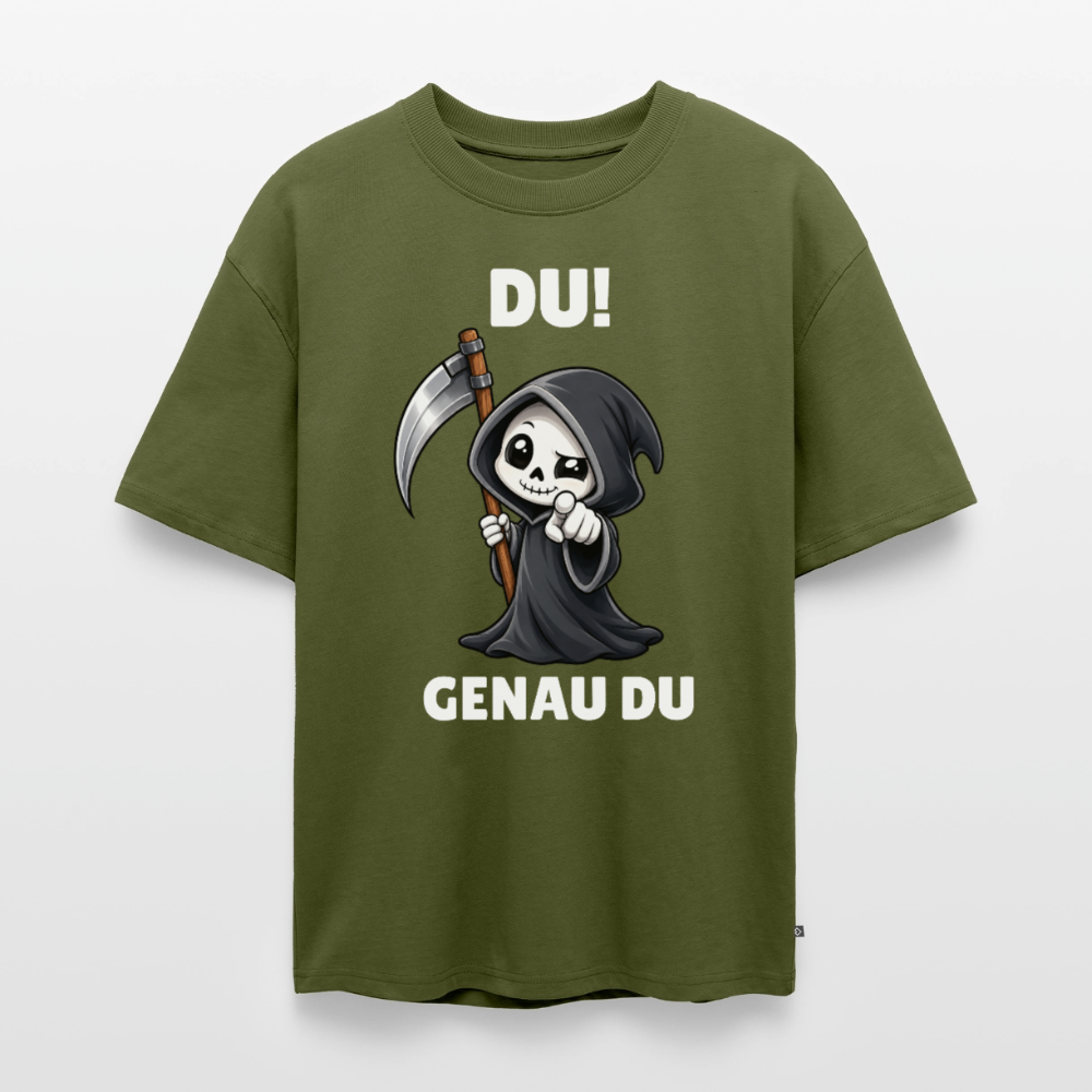 Genau du Unisex Premium Oversized Organic T-Shirt - Khaki