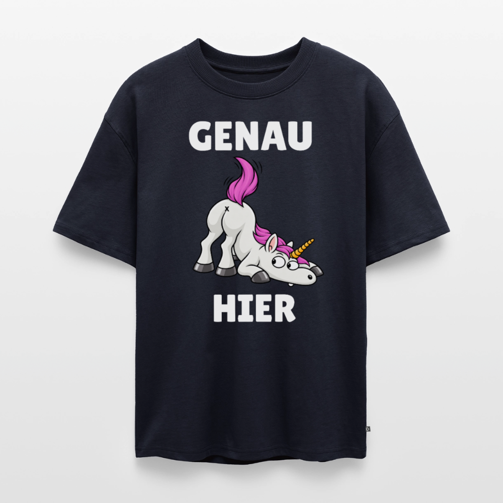 Genau hier  Unisex Premium Oversized Organic T-Shirt - Navy