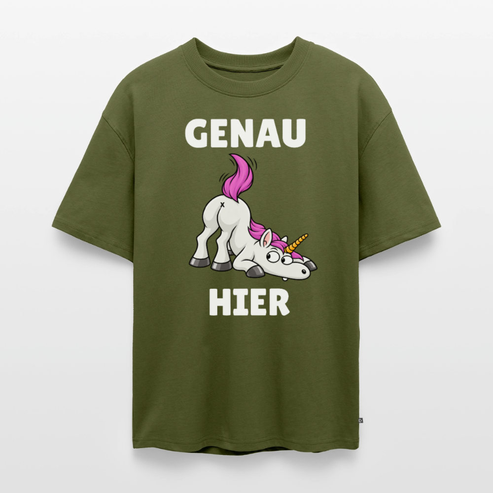 Genau hier  Unisex Premium Oversized Organic T-Shirt - Khaki