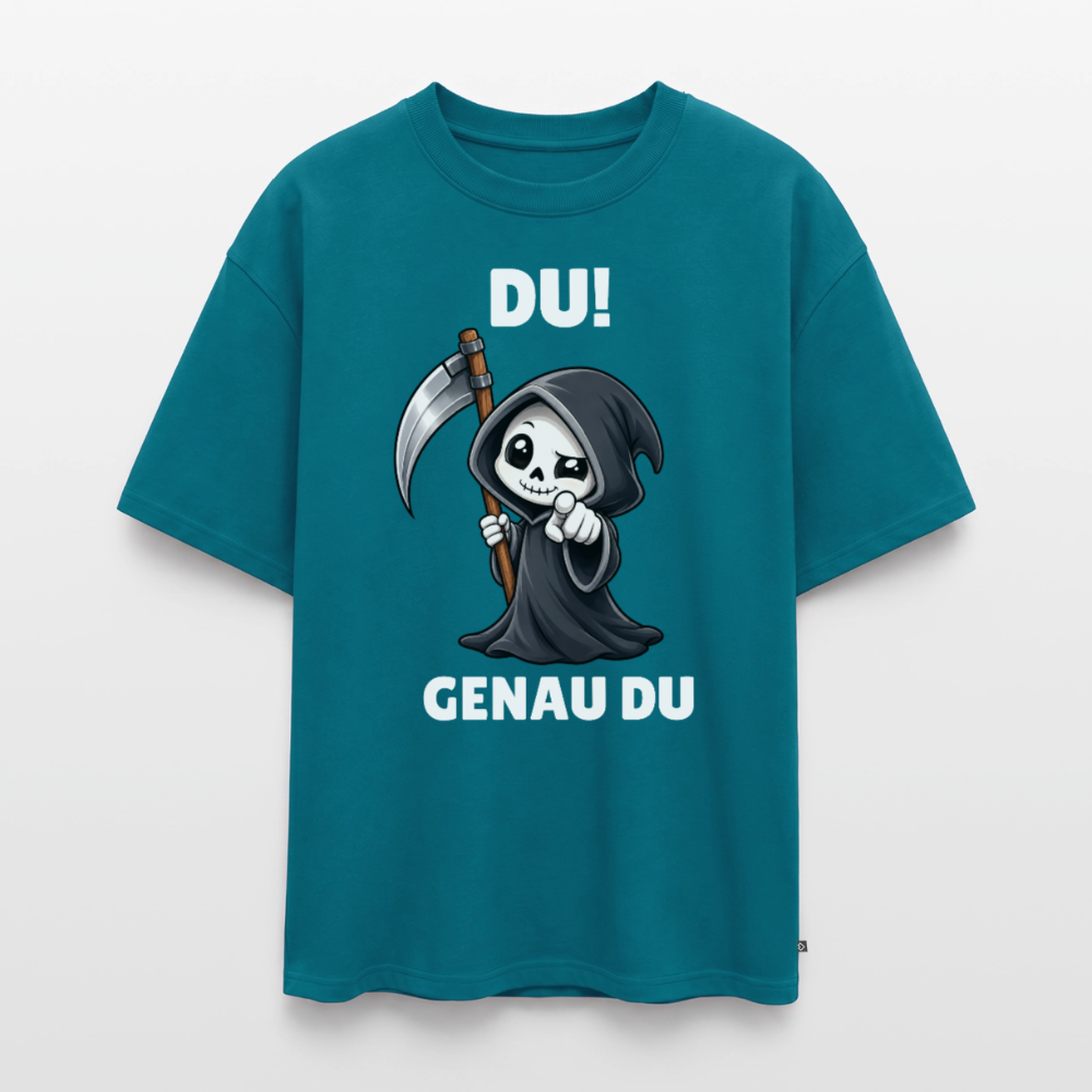Genau du Unisex Premium Oversized Organic T-Shirt - Petrol