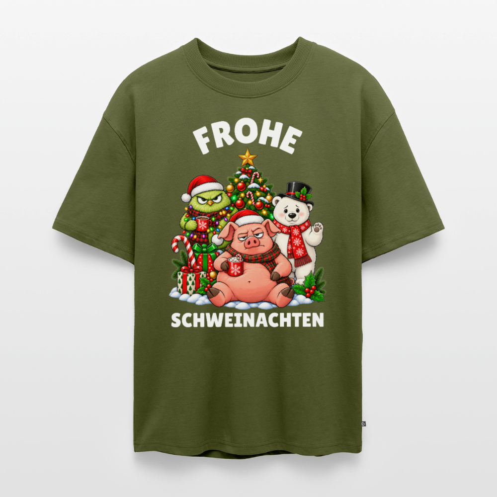 Schweinachten Unisex Premium Oversized Organic T-Shirt - Khaki