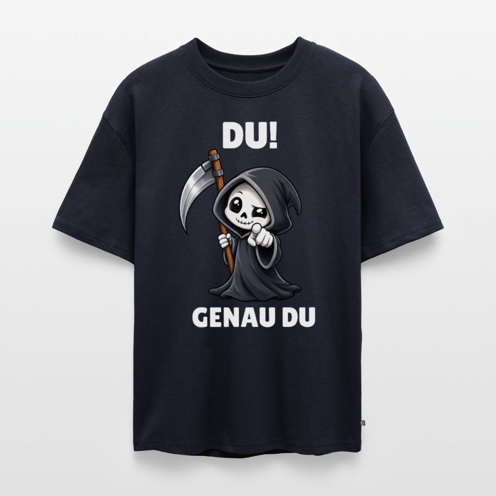 Genau du Unisex Premium Oversized Organic T-Shirt - Navy
