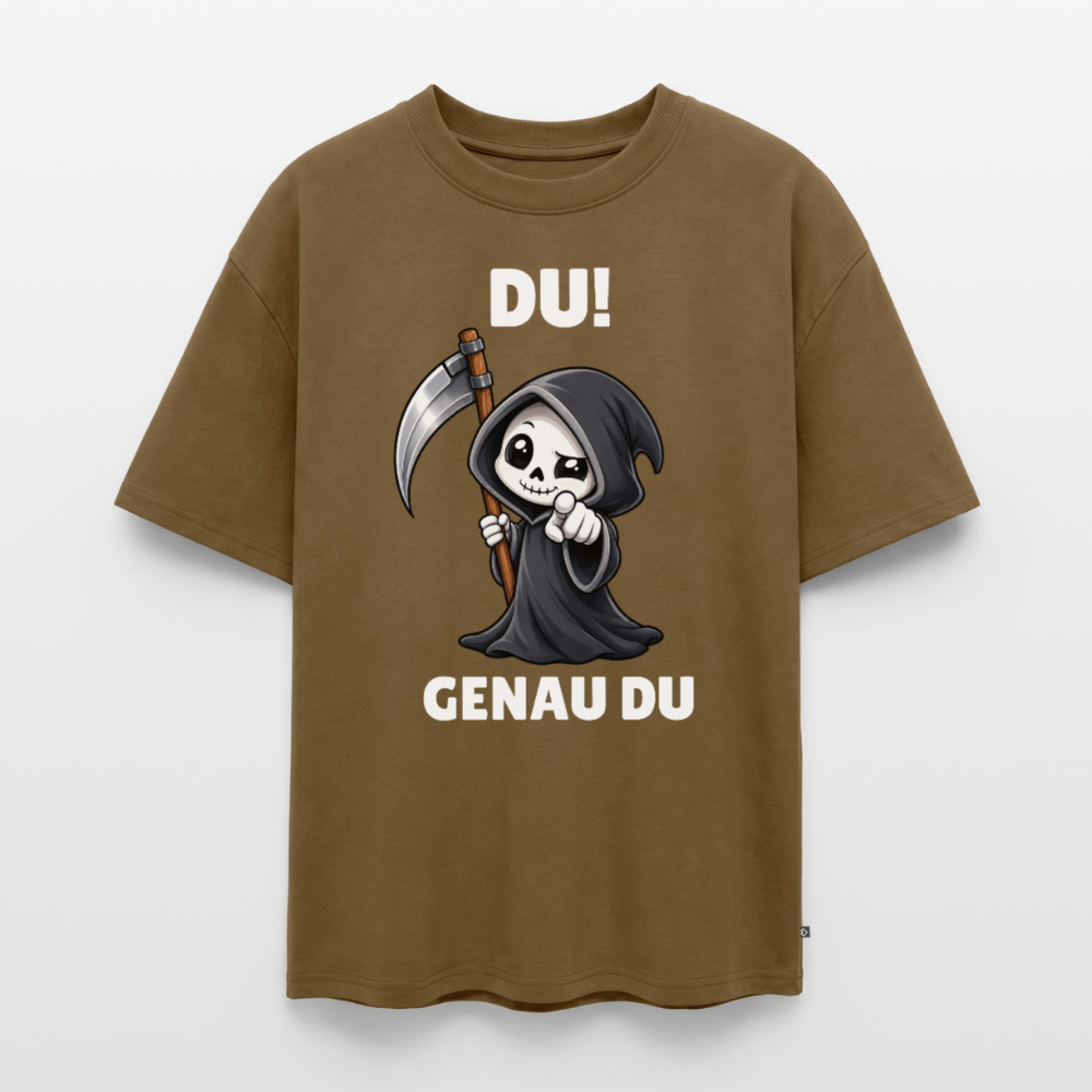 Genau du Unisex Premium Oversized Organic T-Shirt - Nussbraun